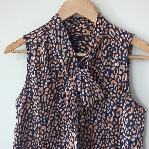 J. Crew Tops - J. Crew Leopard Print Tie Neck Sleeveless Blouse